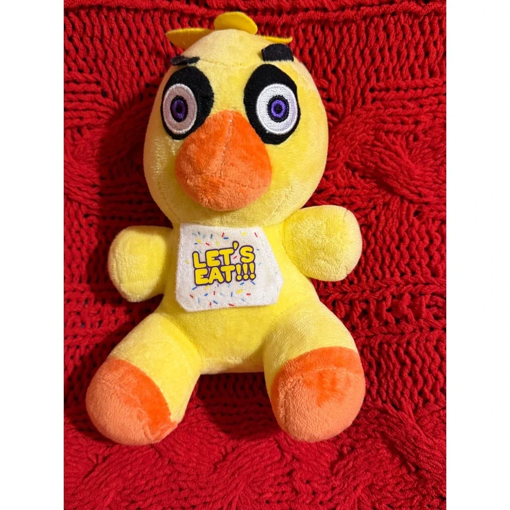 Five Nights at Freddys Chica Plush Toy Yellow Chicken Lets Eat Bib 2016 FNAF